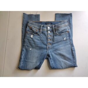 Lucky Brand Bridgette Skinny Crop‎ Distressed Jeans 4/27 R Button Fly Light Wash
